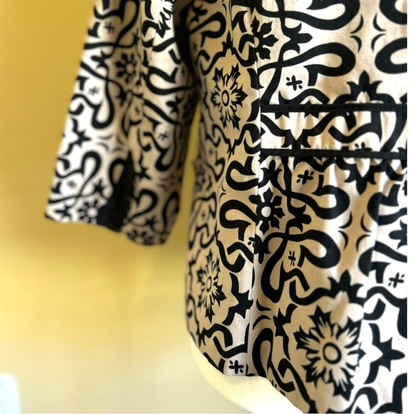 Marisa Christina Evening Blazer Jacket Womans XL Black Beige Floral Pockets Trim - Picture 12 of 16